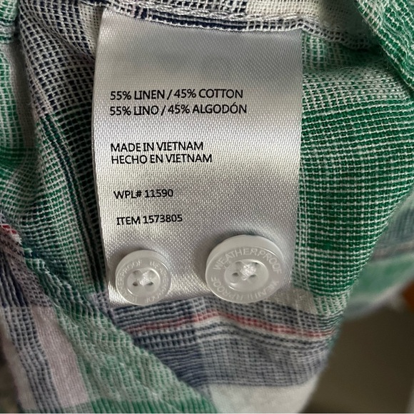 $20 SALE Plaid Button Down Shirt Weatherproof Vintge Washable Linen Blend Unisex - Picture 10 of 11